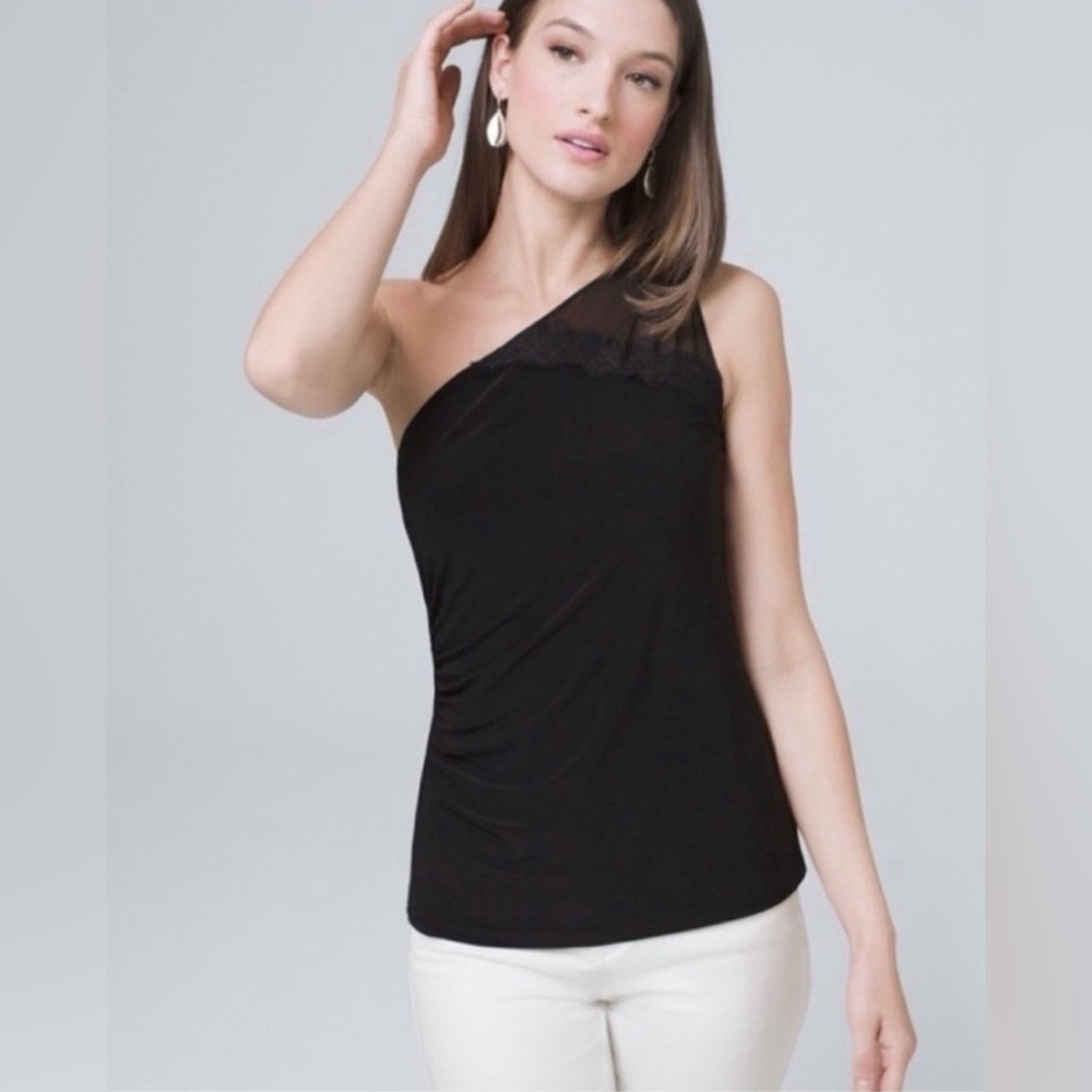 White House Black Market Small Black One Shoulder Top
